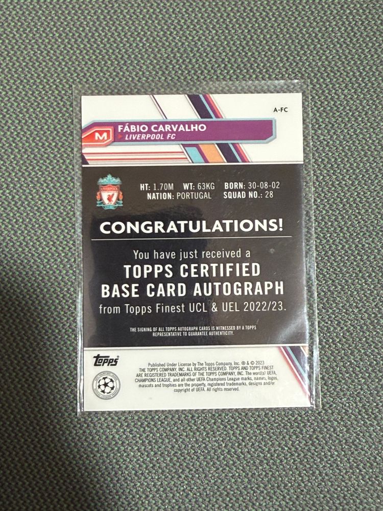 Topps Finest Auto Fabio Carvalho 2