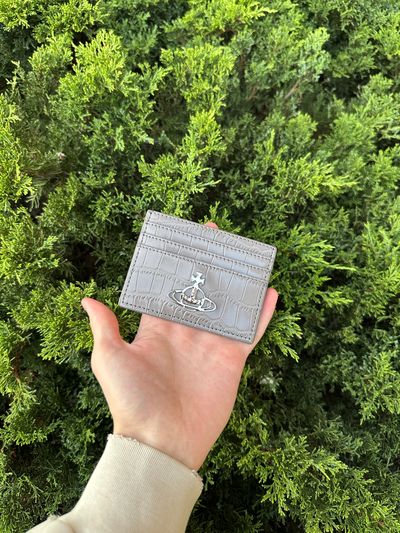 Vivienne Westwood Grey Crocodile Embossed Leather Card Holder