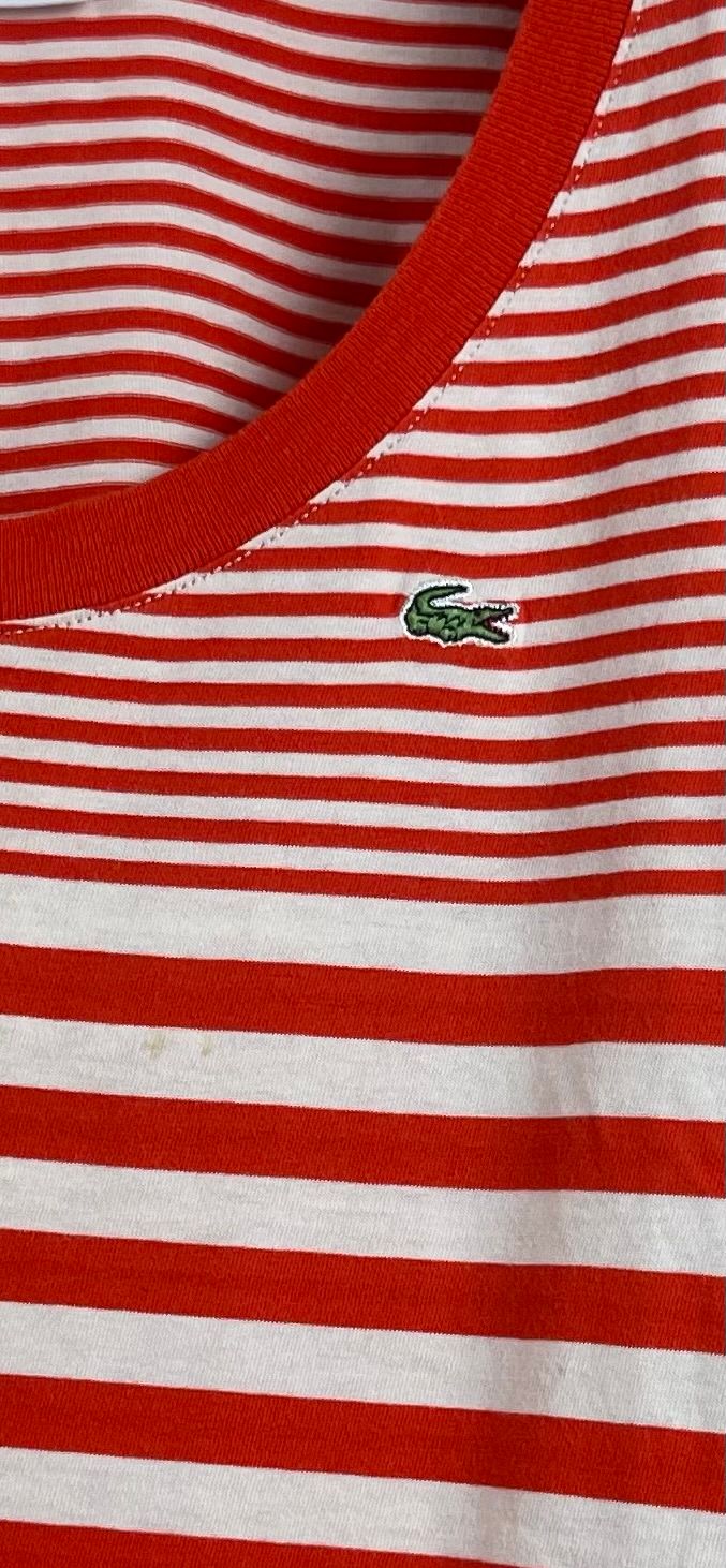 Lacoste Donna Maglia Righe Rosse Bianche L 44 Maniche Lunghe image 6