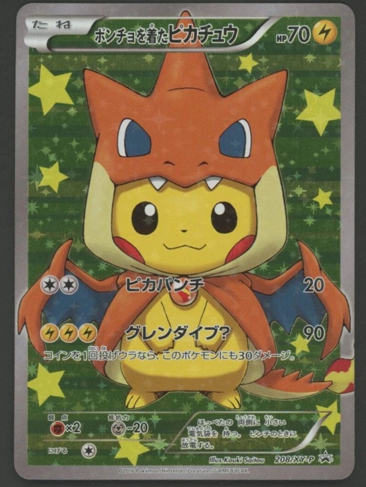 Pokémon Trading Card Featuring Pikachu In Charizard Costume