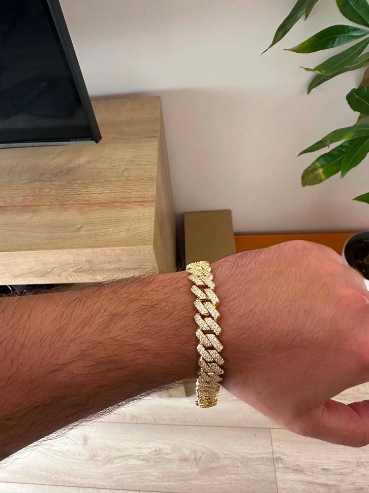 cuban bracelet stal pozlacana 14k zlotem
