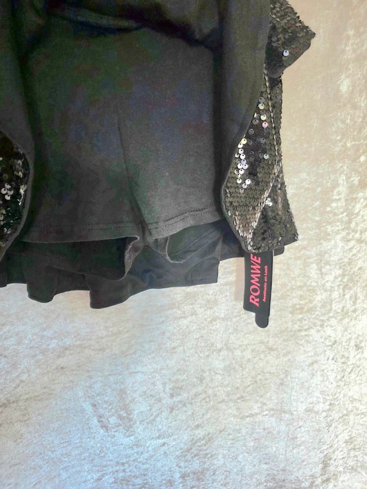 Immagine di Romwe Black Grunge Punk Y2K Clubcore Sparkly Cross Decor Backless Micro Mini Dress Size M/UK10-12 7