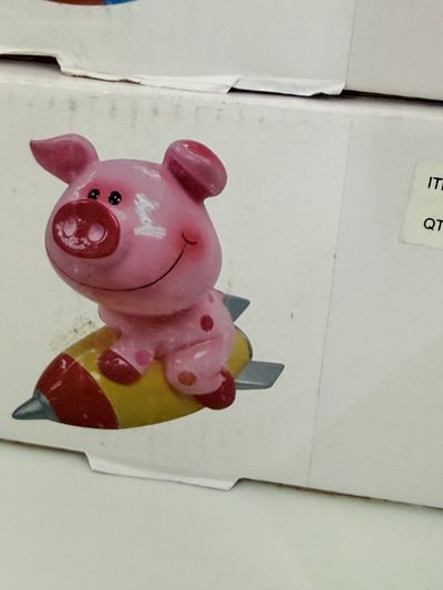Pink Pig Figurine On Rocket