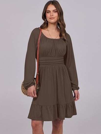 Brown Long Sleeve Dress image 2