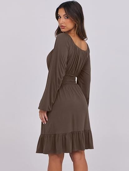 Brown Long Sleeve Dress image 1