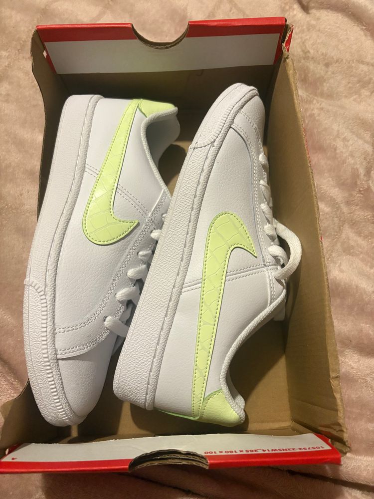 Nike White Sneakers With Light Yellow Swoosh product image