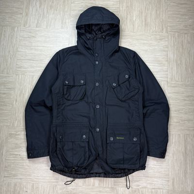 Barbour 2000's technical multi-pocket ninja hood parka jacket (M)