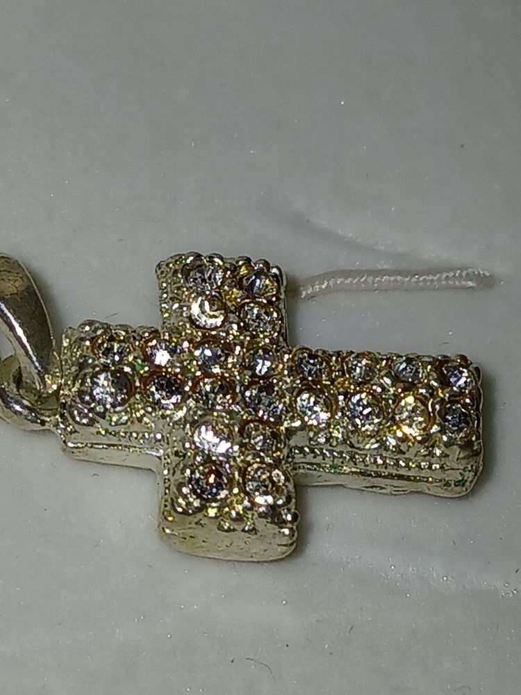 Silver Tone Cross Pendant With Rhinestones image 5