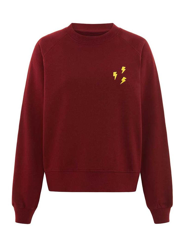 Immagine di Flash Embroidered Sweatshirt, Organic Cotton, in Burgundy 4