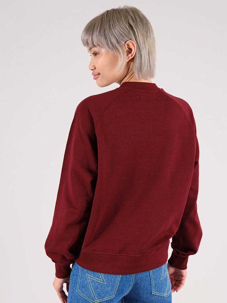 Immagine di Flash Embroidered Sweatshirt, Organic Cotton, in Burgundy 7