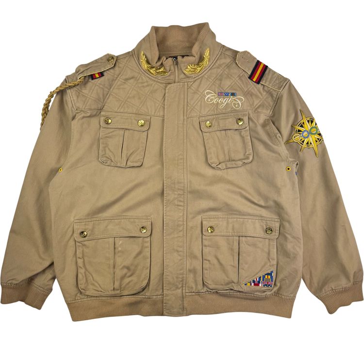 Vintage Coogi Military Style Embroidered Jacket Beige