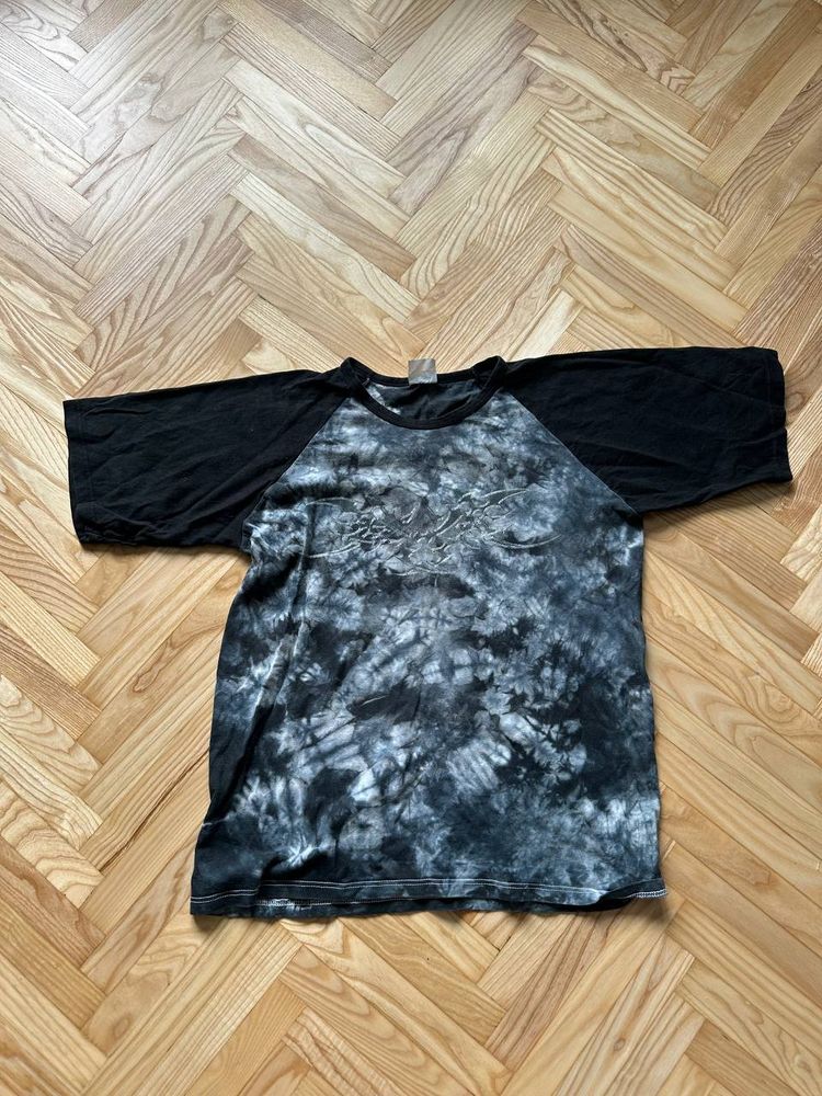 Black And Gray Tie-Dye Raglan Sleeve T-Shirt