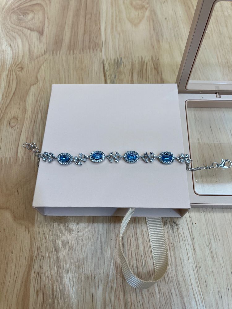 Silver Bracelet With Blue Stones