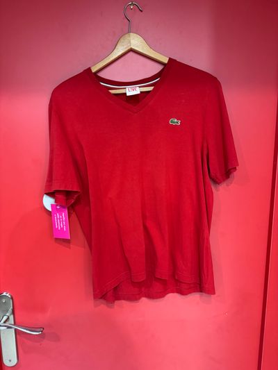 Lacoste Red V-Neck T-Shirt