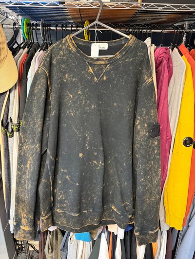 Stone Island Black And Brown Acid Wash Sweatshirt XL 24” p2p
