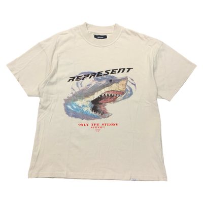 Represent Medium Tee Shark Graphic Vintage White T-Shirt Only The Strong Survive