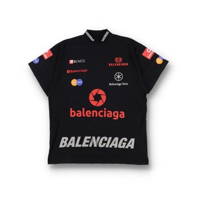 Balenciaga Black Top League Multi Logo Oversized T-Shirt