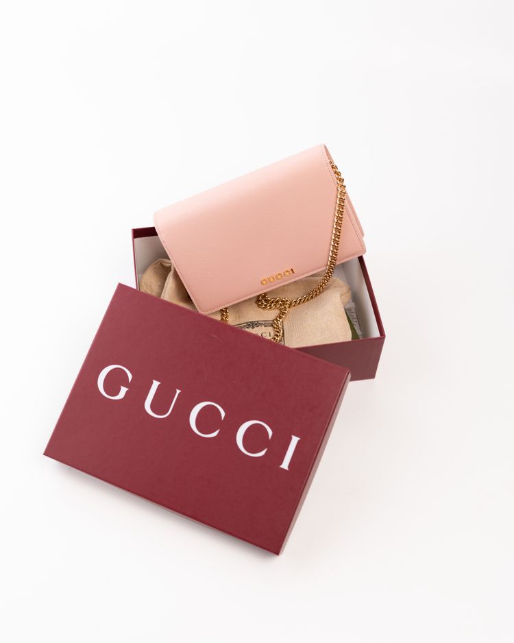 Gucci Borsa Script Wallet on Chain Pelle Rosa — Pre-owned Autentica obraz 13