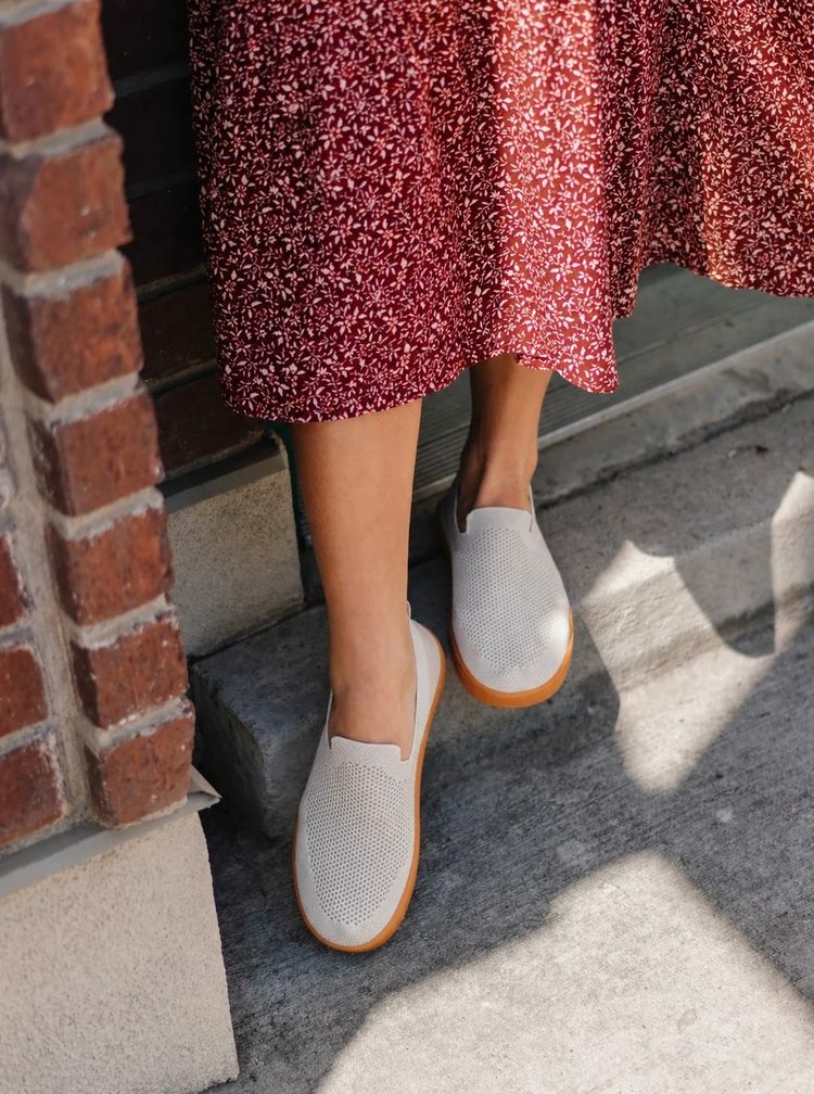 White Slip-On Shoes With Brown Sole image 1