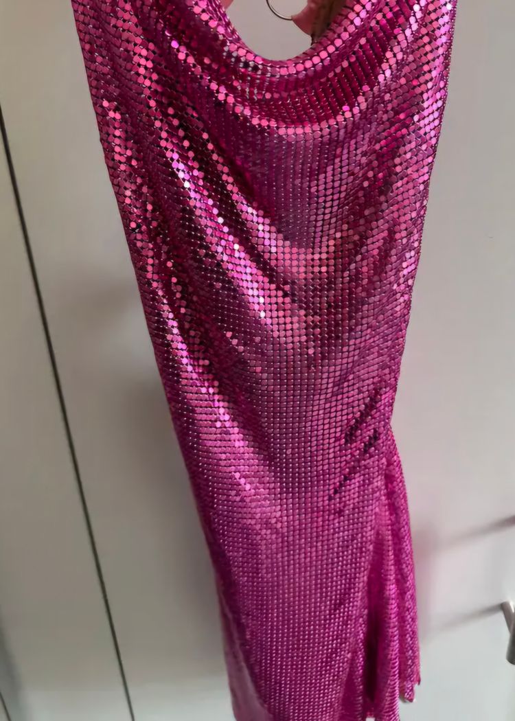 Pink Metallic chainmail Backless Dress image 3