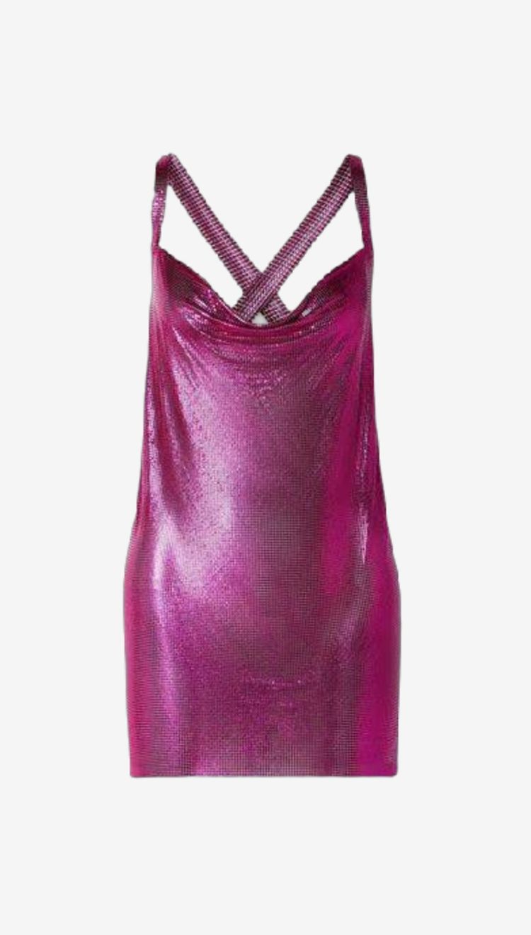 Pink Metallic chainmail Backless Dress image 5