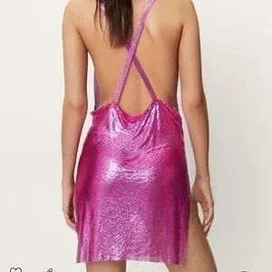 Pink Metallic chainmail Backless Dress image 2