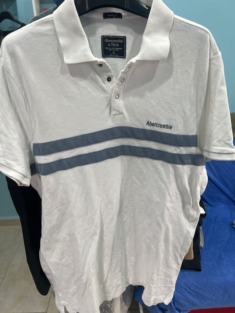 Abercrombie & Fitch White Polo Shirt