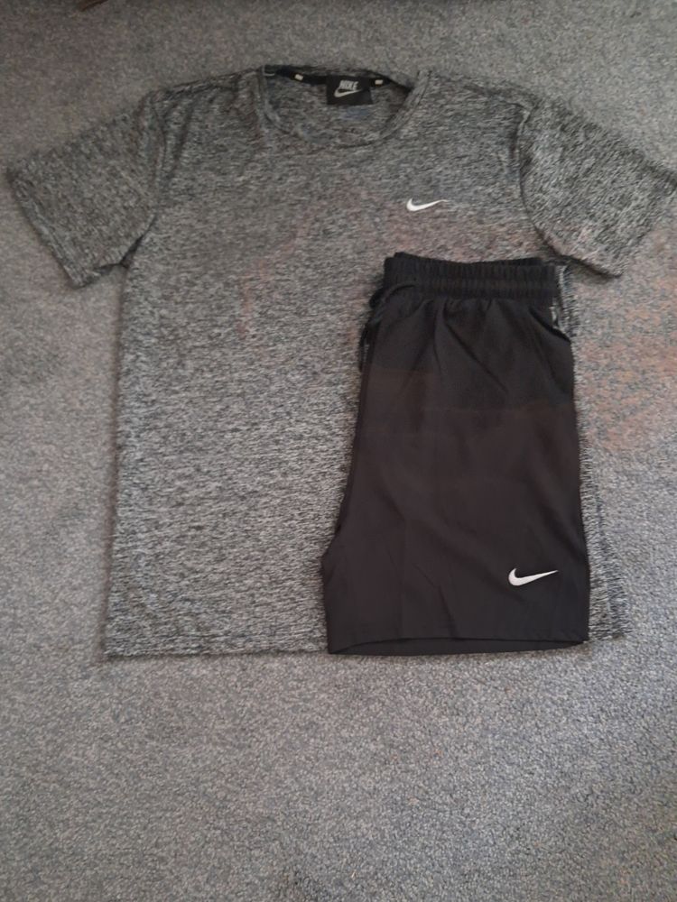 Nike Grey T-Shirt And Black Shorts Set