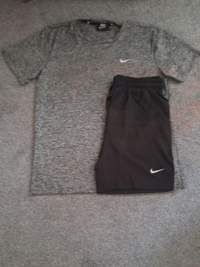 Nike Grey T-Shirt And Black Shorts Set