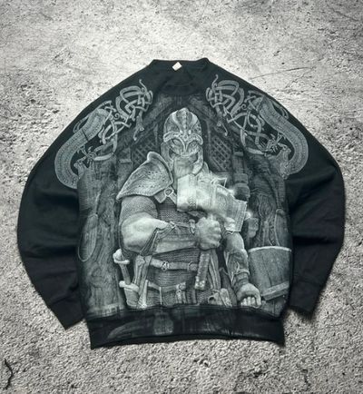 Black Sweatshirt With Viking Warrior Graphic