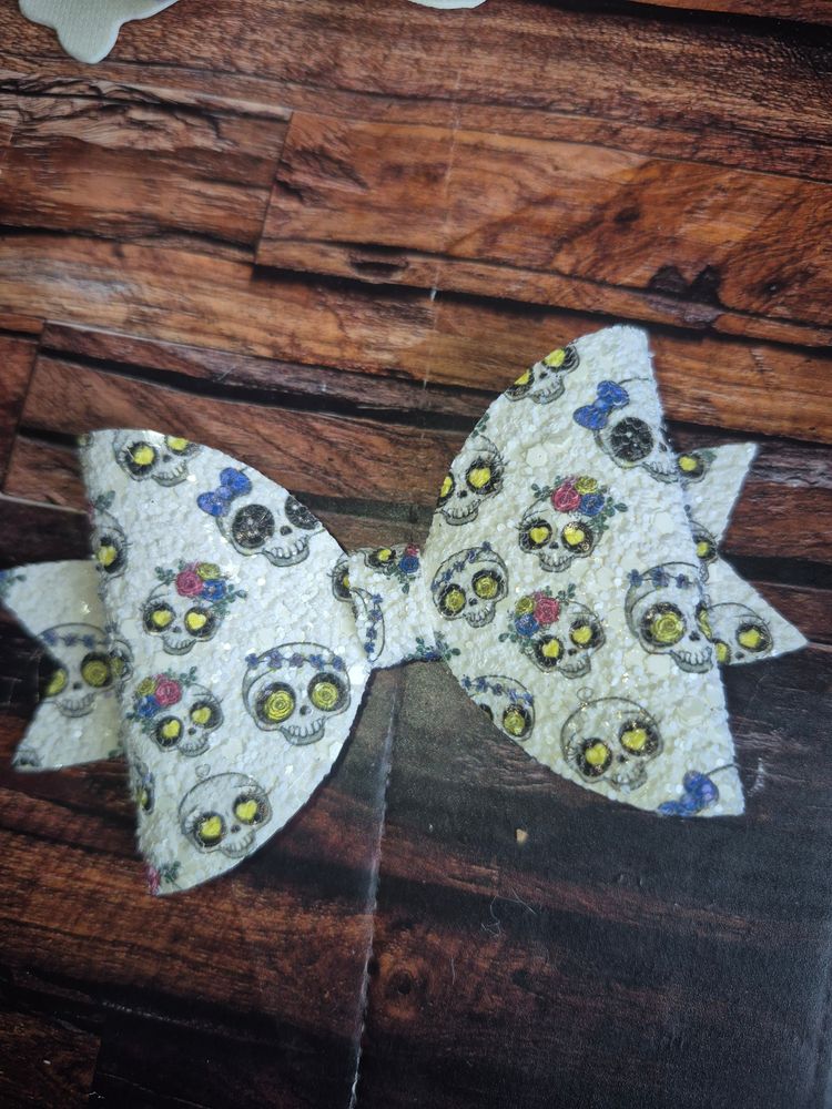 Day of the dead glitter large bow