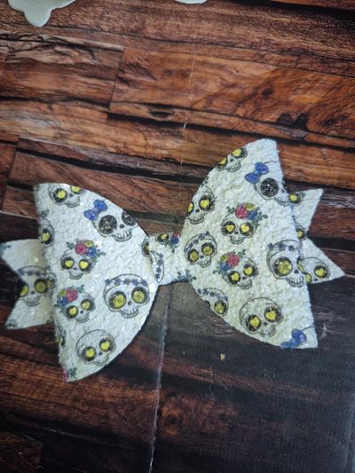 Day of the dead glitter large bow