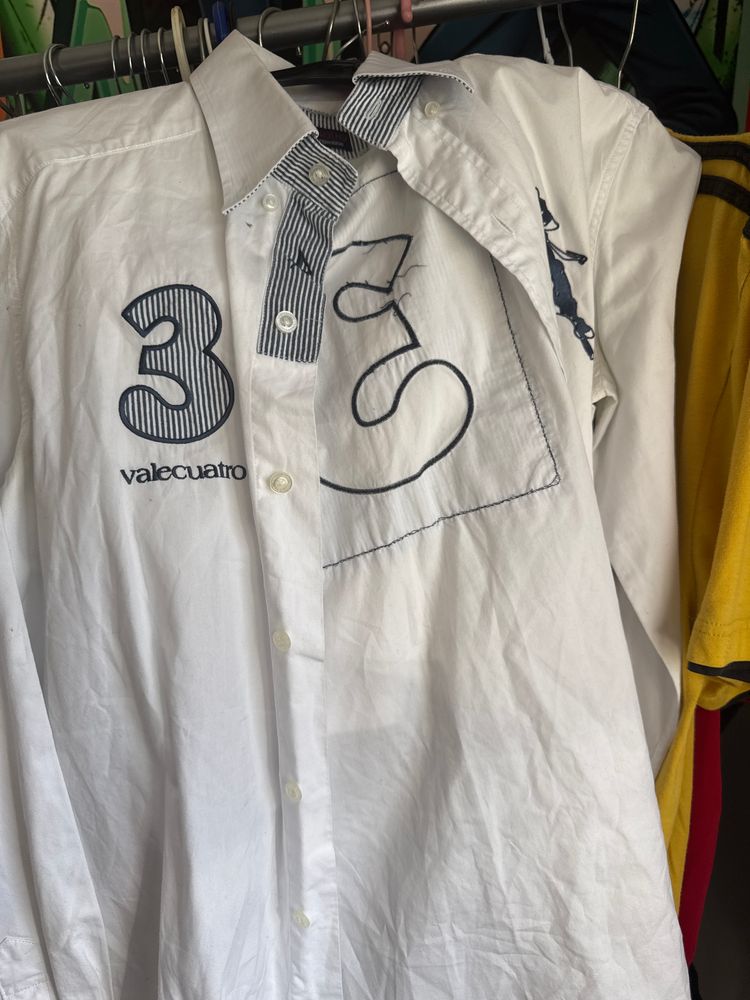 White Long Sleeve Shirt With Number 3 Embroidery