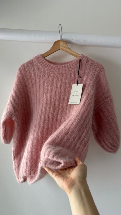 Moher sweterek moherek włoski Pink Fuzzy Knit Sweater