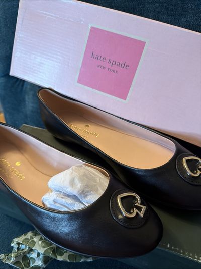 Kate Spade New York Pallenberg Leather Pumps Flats Black Uk 7.5 BNIB