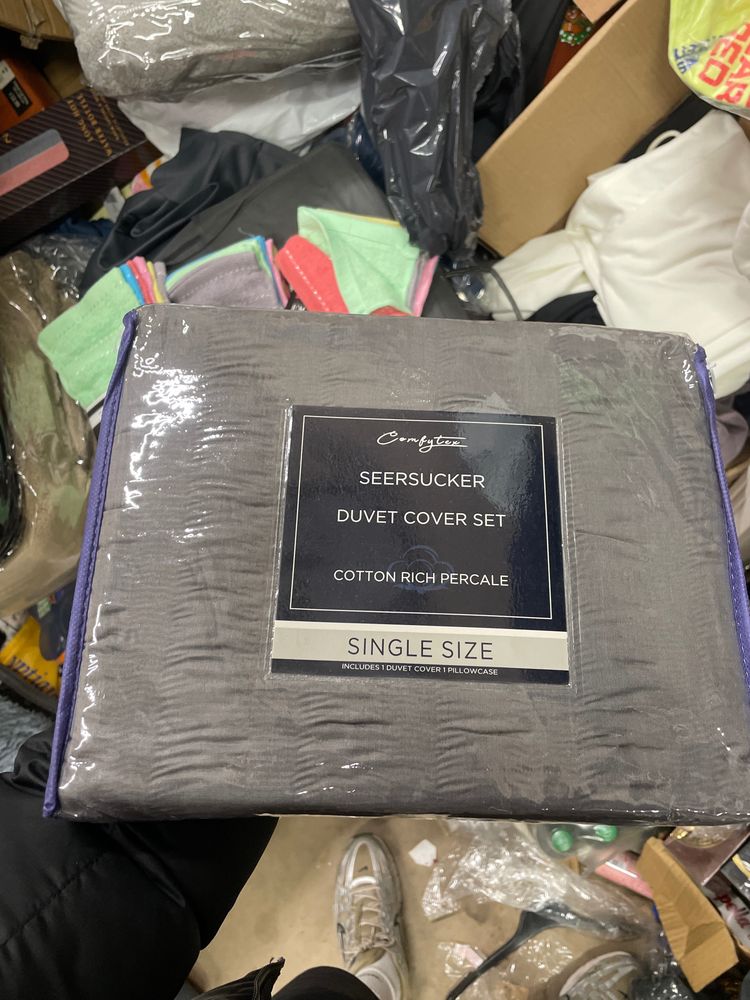 Single CHARCOAL  Seersucker Duvet Cover Set