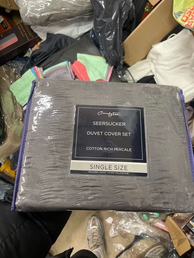 Single CHARCOAL Seersucker Duvet Cover Set