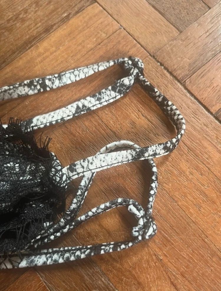 Snake Print Camisole Top With Black Lace Trim image 4