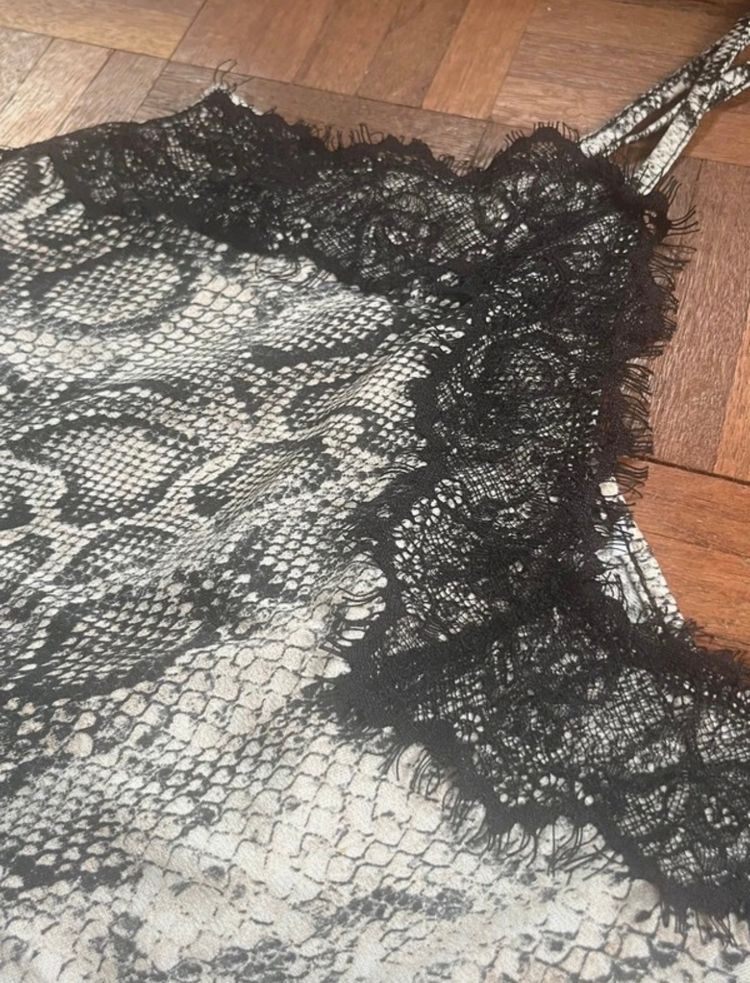 Snake Print Camisole Top With Black Lace Trim image 3