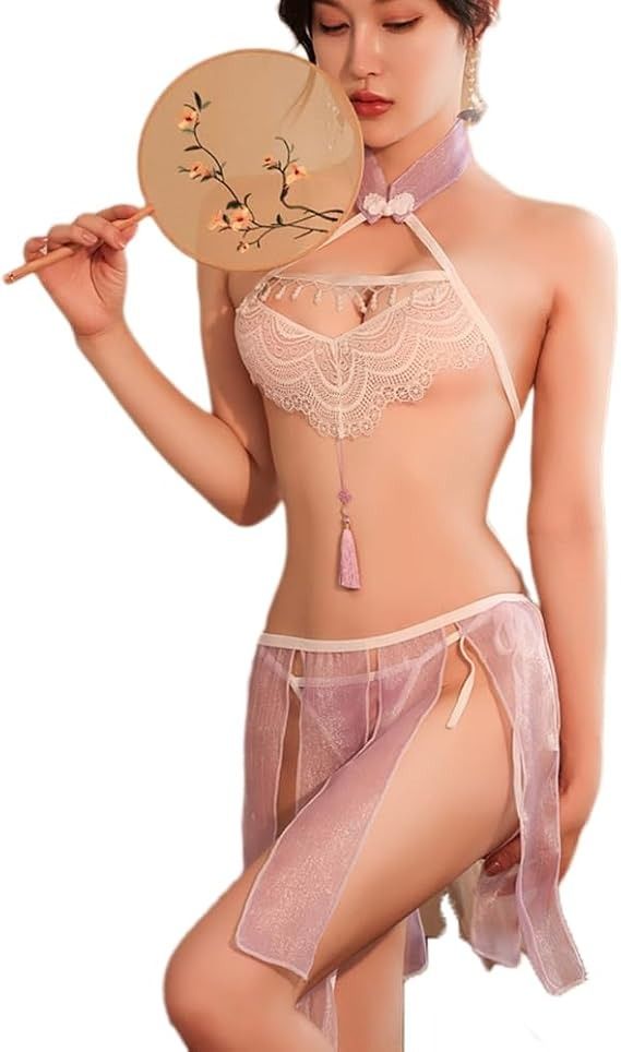Lace Bralette And Sheer Skirt Lingerie Set