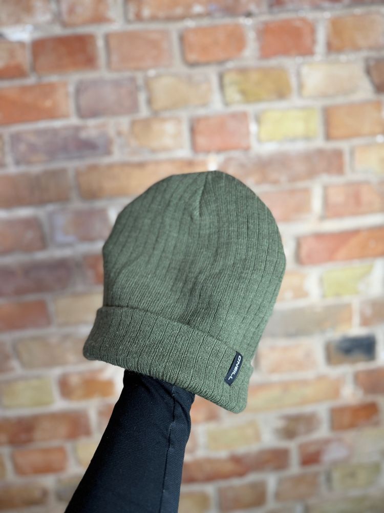 oneil Green Ribbed Knit Beanie Hat