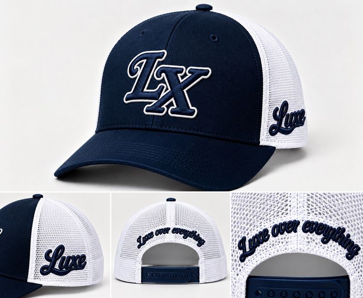 Navy And White Mesh Baseball Cap image 1