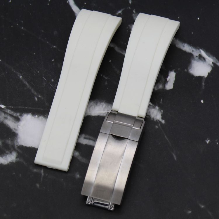 18 - 21mm WhiteRubber Oysterflex Style Strap Combination Buckle