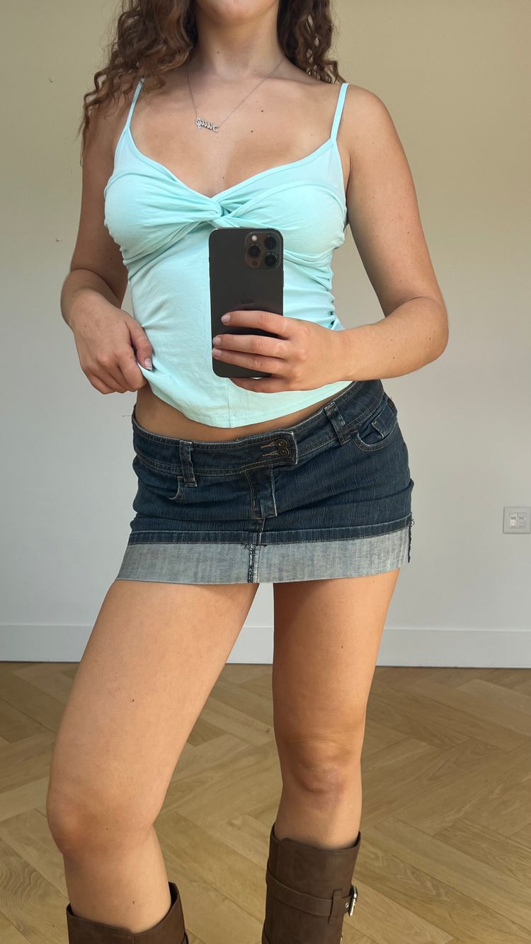00s denim mini skirt- size M/L