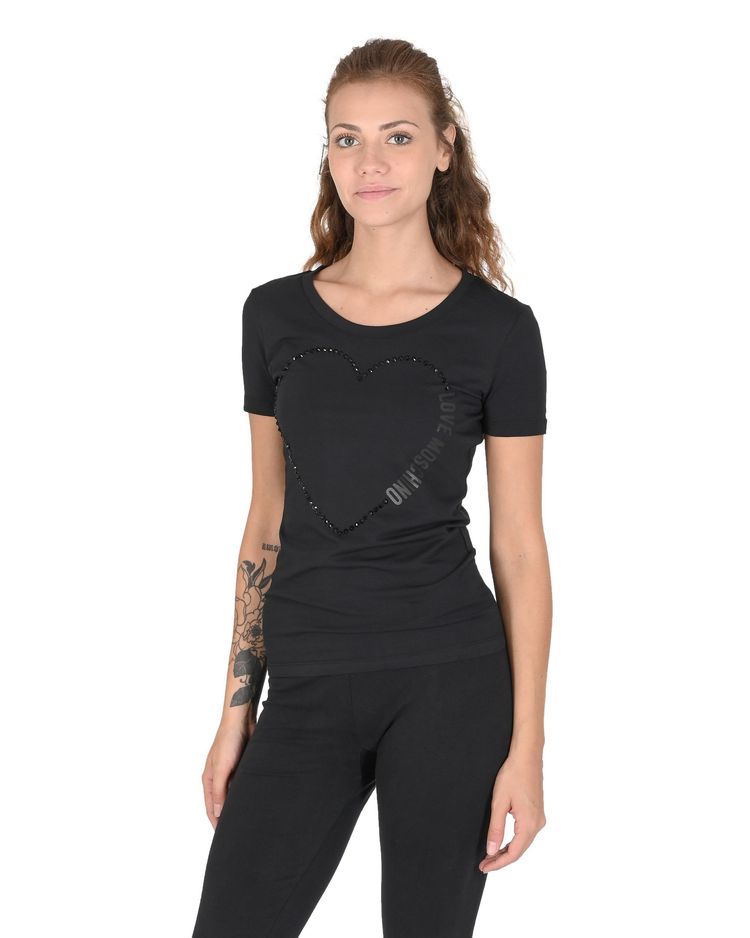 Love Moschino Black Short Sleeve T-Shirt And Black Pants