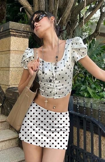 White Polka Dot Mini Skirt 3