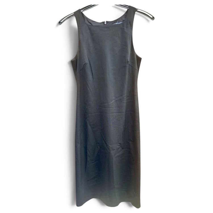 Black Ralph Lauren midi dress, sleeveless, square neckline, sheath cut, back image 1