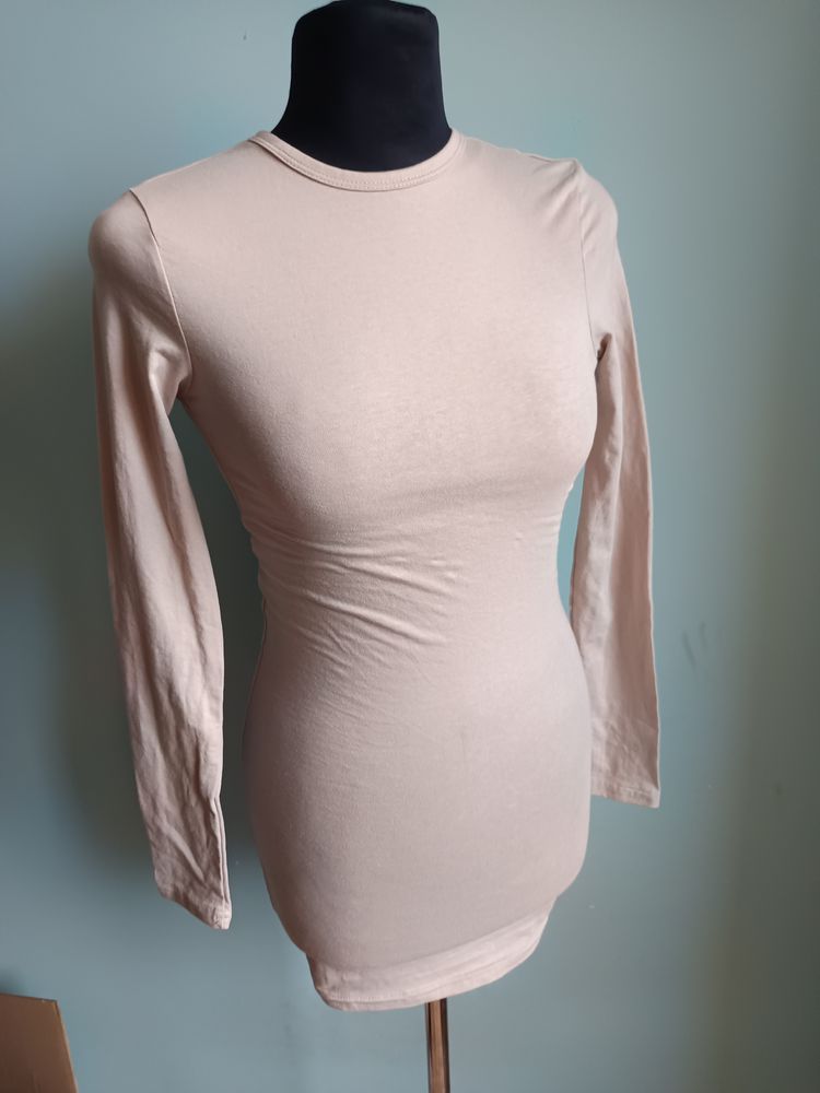 H&M Beige Long Sleeve Dress With Open Back product image