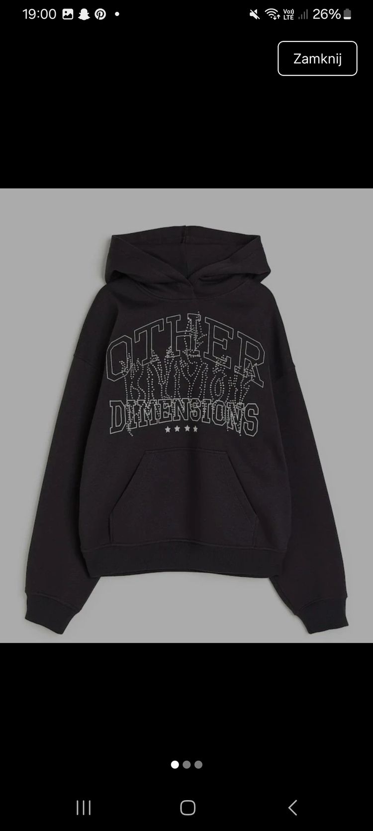 Black Hoodie With 'Other Dimensions' Text