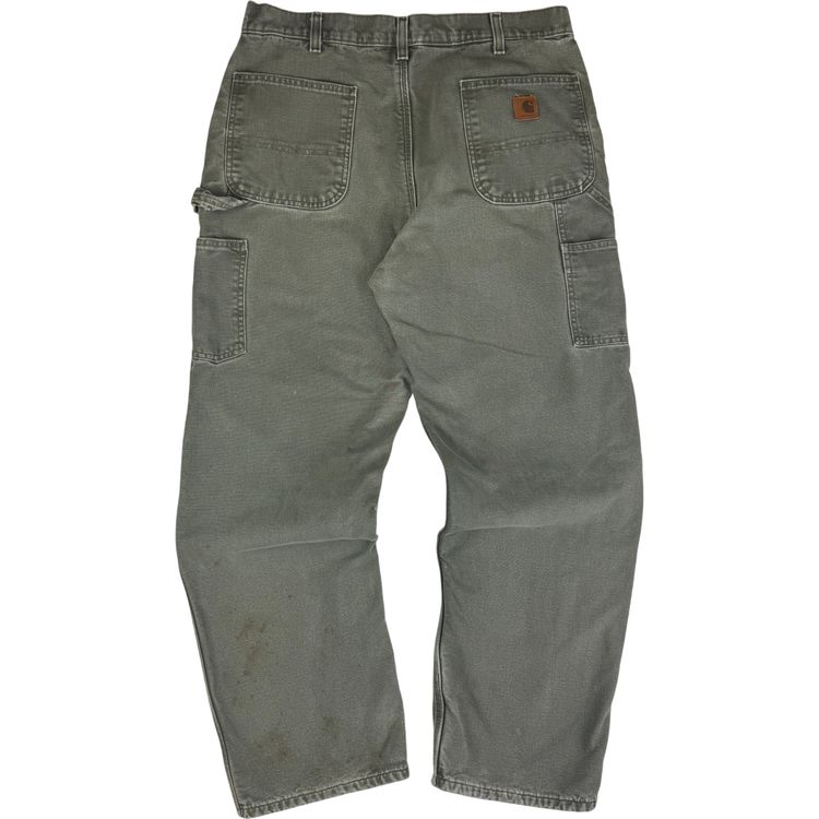 Carhartt Flannel Lined Carpenter Workwear Trousers Green imagen 1